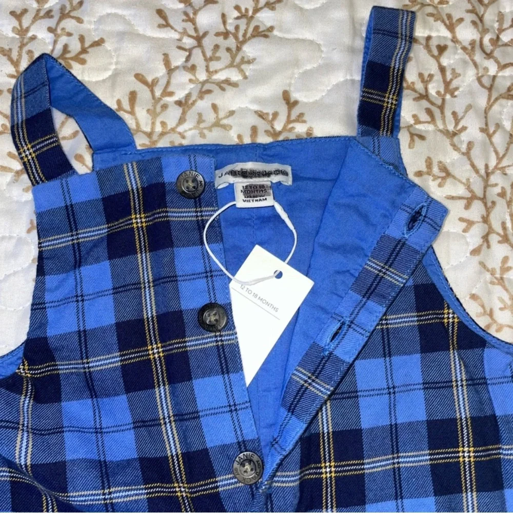 NWT Janie and Jack baby plaid long pant overalls jumper one piece 12-18 months - Picture 6 of 7